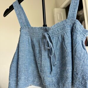 American Eagle Outfitters Blue Textured Crop Top